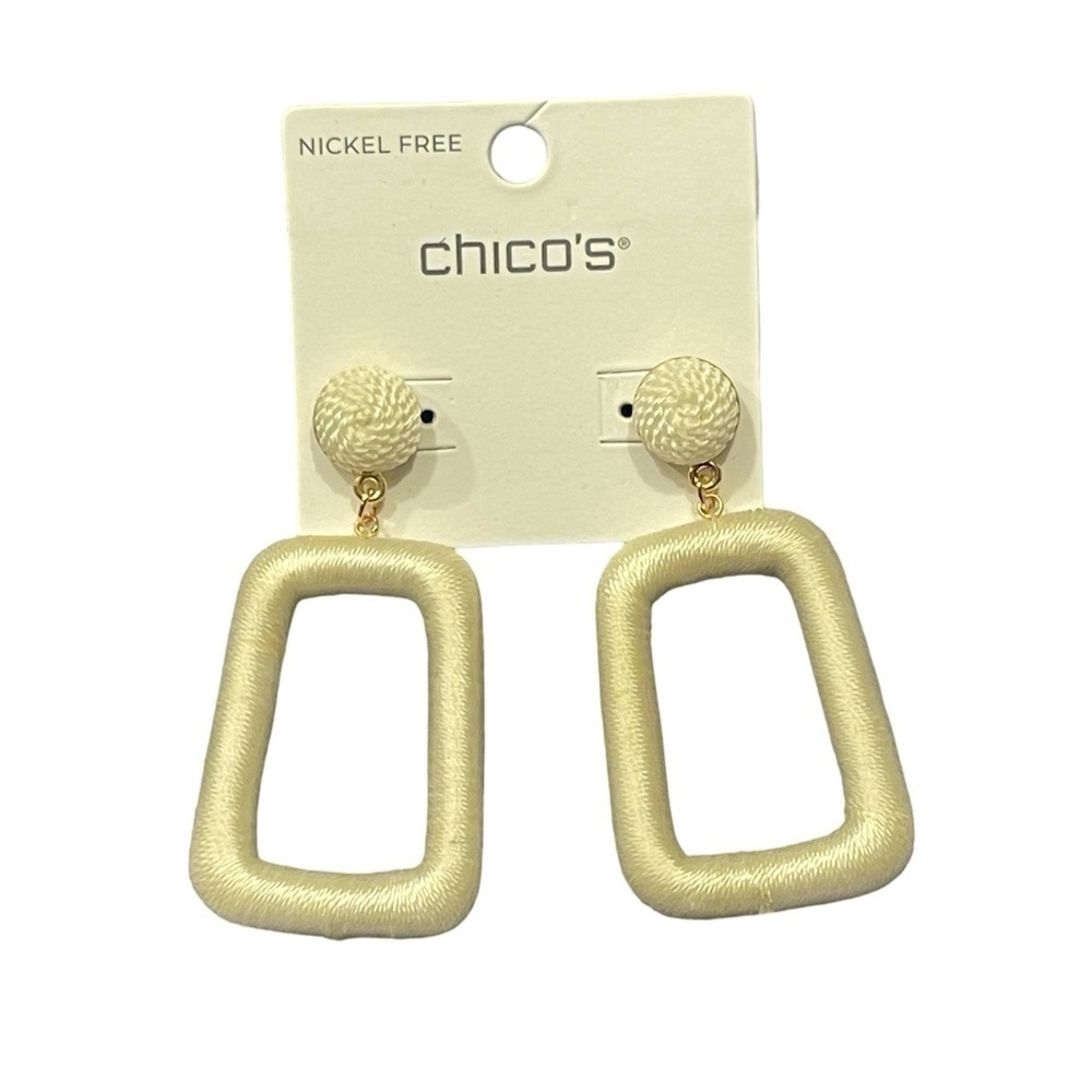 NWT Chico’s No Droop Off White Square Hoops
